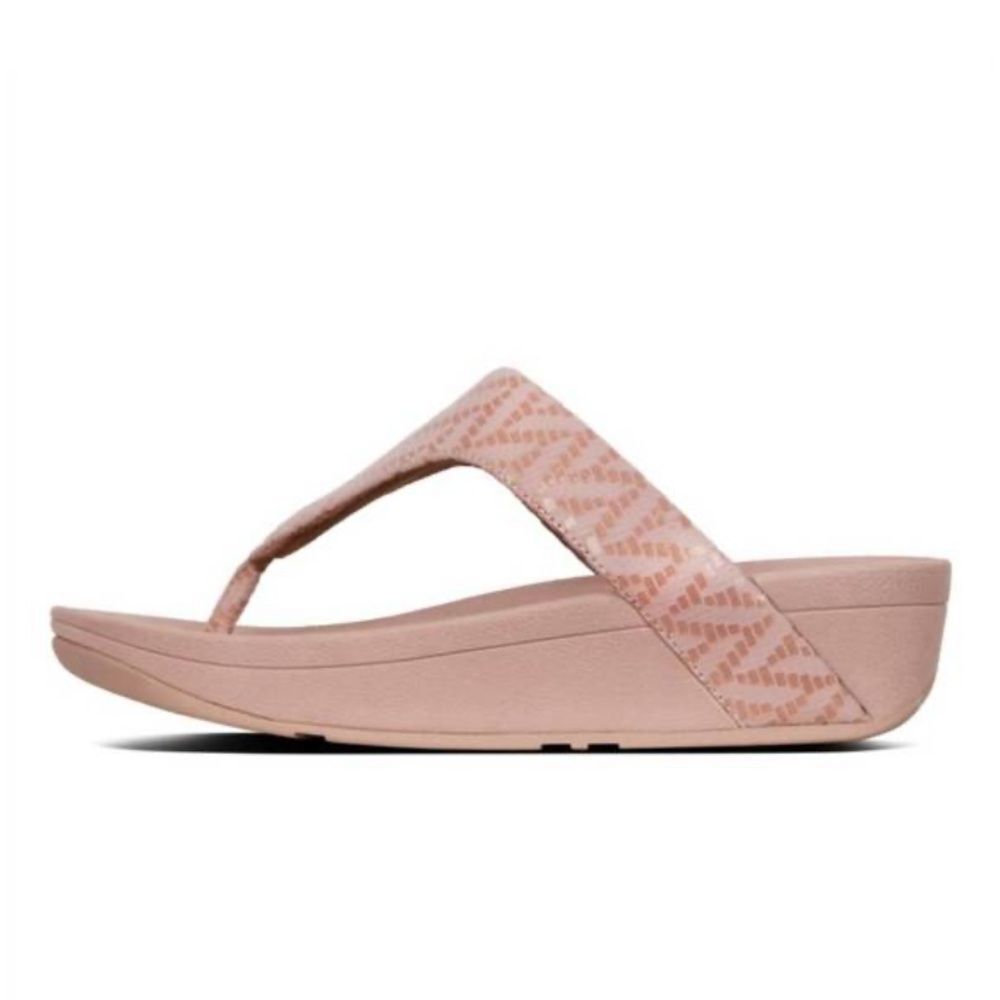 FITFLOP Sandals Lottie Chevron Shimmer Thongs Slip On Comfort Wedge Pink Size 7 - Picture 2 of 10